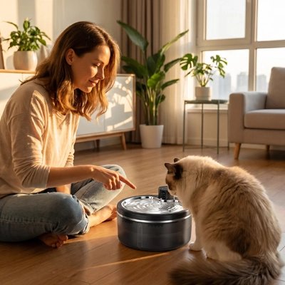 Fontaine à eau chat sans fil​
